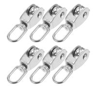 6 Pièces Poulie Acier Inoxydable M15 à Roulement, Levage Corde | Pivot Multi-angle, Gorge Lisse, Œil Réglable Démontable, Usage Bateaux à Voile, Argenté, Charge Fiable