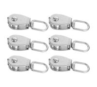 6 Pièces Poulie Pivotante en Acier Inoxydable M15 | Roue à Rouleaux pour Remorque, Gorge Lisse, Roulement Détachable, Usage Camping et Voilier