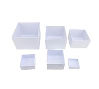 6 Pièces Présentoir Cubique en Acrylique Blanc - Supports à Gâteaux et Desserts Empilables avec Fond Creux - Pour Buffet, Mariage, Bijoux, Figurines (6 Tailles Différentes)