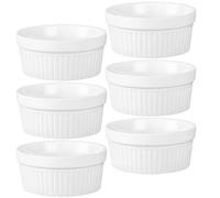 6 Pièces Ramequin Céramique Multifonction pour Dessert, Muffin | Surface Lisse, Cuisson Uniforme et Nettoyage Facile, Usage Four à Domicile, Finition Blanche