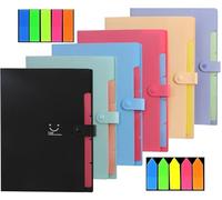 6 Pièces Range Document Bureau, Extensible Pochettes pour Documents Trieur a4 Extensible avec 5 Compartiments Organiseur Documents Imperméable, Multicolore