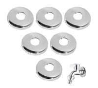 6 Pièces Rosace Mitigeur Douche en Acier Inoxydable Ø 75mm x (3/4") Ø 26mm x Hauteur 15mm, Couvre-Robinet, Rosace Robinet pour Installation Murale de Douche et Cuisine, Finition Argentée 75x15mm