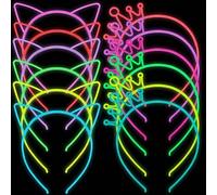 6 pièces Serre-tête oreilles de chat lumineux dans le noir, serre-tête couronne lumineux pour femmes, accessoires de tête pour Halloween, serre-tête de cosplay pour fête, convient pour Halloween, Noël