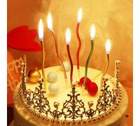 6 pièces/set Bougie gâteau de cire, bougie gâteau torsadée de couleur unie créative pour anniversaire, rentrée scolaire, Saint-Valentin Taille UniqueCire