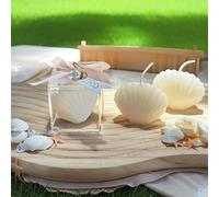 6 pièces/set (Bougie parfumée en forme de coquillage + Boîte à cadeau en acrylique + Perles + Accessoires + Étiquette + Ruban) Ensemble de bougie parfumée en forme de coquillage, décoration de boîte-c