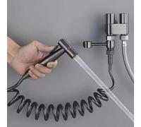 6 pièces/set Moderne 2-en-1 Bidet de toilette multifonctionnel, ensemble de pulvérisation de bidet de toilette monté au mur à haute pression avec double contrôle, vanne 3 voies, tuyau rétractable et s