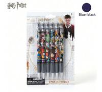 6 pièces/set Stylo à bille officiel et autorisé Harry Potter avec personnages de dessins animés mignons - encre bleue et noire lisse, décoration de bureau esthétique, fournitures de bureau de sorcier,