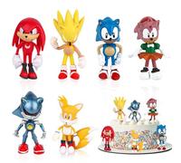 6 Pièces Sonic Cake Toppers, Figurine de Jouet pour Enfants, Modèle de Figurine de Décoration de Gâteau, Mini Figurines de Gâteau de Décoration de Gâteau pour Utilisées