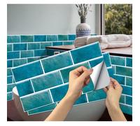 6 pièces Stickers Carrelage Cuisine(Bleu), Autocollant en Tuile Auto-Adhésif Sticker Imperméable en PVC Autocollants de Carr