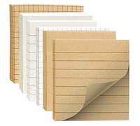 6 Pièces Sticky Notes,75 X 75 mm Notes Autocollantes Blanc et Peau de Vache | Blocs-Notes Collants a Conçu des Lignes Horizontales pour Faciliter l'écriture, Convient aux Bureau, Ecole, Maison