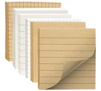 6 Pièces Sticky Notes,75x75 Mm Notes Autocollantes Blanc Et Peau De Vache,Blocs-Notes Collants A Conçu Des Lignes Horizontales Pour Faciliter L'écriture,Convient Aux Bureau,Ecole,Maison