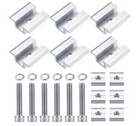 6 Pièces Supports de Centrale de Panneau Solaire, Kits de Montage de Borne en Aluminium pour Module Solaire, Support de Fixation Montage pour Panneaux Solaires Hauteur 25-50 mm, avec Vis M8x50 mm
