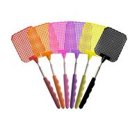 6 Pièces Tapettes à Mouches Extensible, Manche télescopique Lutte Antiparasitaire Manuelle, Portable Tapettes Anti Moustique pour Insectes-Rouge/Orange/Jaune/Rose/Violet/Noir