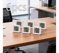 6 pièces Thermomètre et hygromètre numériques - Moniteur de température intérieur/extérieur avec écran LCD, alimenté par batterie, à fixer au mur/poser sur une table, convient pour la maison, le burea