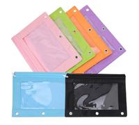 6 Pièces Trousse à Crayons, Pochette Oxford Zippée | Fenêtre PVC Transparente, Bords Lisses, pour Reçus et Organisation à Maison Bureau
