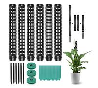 6 Pièces Tuteur Plante Grimpante, Tuteur Monstera Mousse Sphaigne Coco, Poteau de Plante Grimpante en Pot, Bâton Extension de Support de Plante pour Intérieur Maison Jardin Noir Extendable 150cm