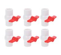 6 Pièces Vanne à Bille PVC 1 Pouce Dn25 à Filetage Intérieur | Contrôle du Débit, Poignée Ergonomique Légère, Usage Aquaculture et Piscine, Raccord de Tuyauterie