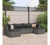 6 pieces Vidaxl salon de jardin modulable gris resine tressee 63 x 63 x 57.5 gris G