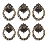 6 Pièces Vintage Bronze Goutte Anneau Boutons Tire Poignées Pour Commode Tiroir Antique Tiroir Anneau De Traction Monotrou