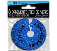 6 pieds de verre paillettes bleu ocean Bleu G