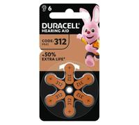6 Piles Auditives 312 / PR41 Duracell Hearing Aid