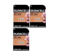6 piles Duracell 357/303 SR44 avec oxyde d'argent (3 ampoules de 2 batteries)