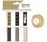 6 pinces à linge Epoxy doré-noir-blanc + masking tape doré à paillettes 5 m - Youdoit Doré G
