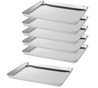 6 plaques de cuisson en acier inoxydable, dimensions 40,5 x 30,5 x 2,5 cm, compatibles avec le lave-vaisselle