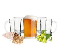 Sendez Lot de 6 verres à bière avec anse - 500 ml - Chopes à bière - 0,5 l - Passe au lave-vaisselle - Pour fête