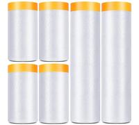 6 Rouleaux Bache de Protection Peinture Polyane avec Ruban, Film Masquage Déchirer Facile Étanche & Résistant Poussière, Scotch Transparent pour Meubles, Voiture, Fenêtre, Sol, Mur Peinture Décoration