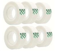6 rouleaux de ruban adhésif de papeterie, ruban adhésif transparent blanc, ruban adhésif de cellulose, outils de conditionnement DIY, ruban adhésif de recharge clair pour bureau, école et maison 20 mè