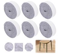6 Rouleaux de Ruban de Feutre Autocollant, 2cm x 100cm Feutrine Autocollante, 5 mm D'épaisseur Feutre Patin, Découpe Libre de Toute Taille Patin Feutres, Protège Vos Meubles Et Plancher en Bois(Gris)