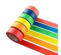 6 Rouleaux Ruban Adhésif Néon, Ruban de Masquage Coloré 10 m x 15 mm, Accessoires Néon, Rouge, Rose, Orange, Jaune, Vert Foncé, Bleu Foncé, Washi Tape pour Marquage au Sol et Loisirs Créatifs