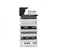 6 Rubans Black Et White Imprimés - 1 Cm X 1 M