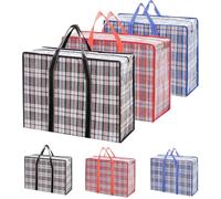 6 Sac de Rangement, Extra Large Panier a Linge, Grand Sac Cabas Multi-usages à Fermeture Zippée,Sac de déménagement vêtements