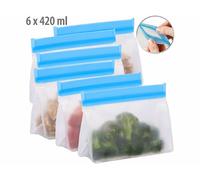 6 sachets de conservation / congélation réutilisables à fond plat - 420 ml