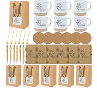 6 Sets Employee Appreciation Gifts Bulk, Thank You Gift Coffee Mug Set | Cadeaux de reconnaissance du personnel, comprend une tasse à café de 355 ml avec cuillère, un dessous de verre en liège