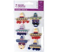 6 stickers 3D - Chapeaux mexicains Sombreros 5,5 cm Multicolore G