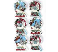 6 stickers 3D de Noël - Boules de neige 5 cm Multicolore G