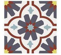6 Stickers carreaux de ciment - 15 x 15 cm - Bleu marine et jaune