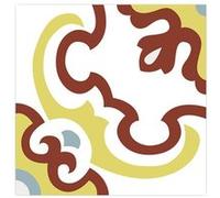 6 Stickers carreaux de ciment - 15 x 15 cm - Jaune et jaune