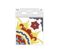 6 Stickers carreaux de ciment - 15 x 15 cm - Bleu et jaune royal