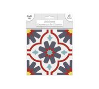 6 Stickers carreaux de ciment - 15 x 15 cm - Bleu marine et jaune