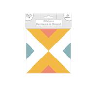 6 Stickers carreaux de ciment - 15 x 15 cm - Triangles Jaune et orange