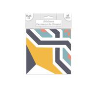 6 Stickers carreaux de ciment - 15 x 15 cm - Vagues bleues et oranges