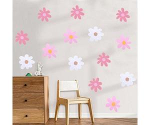 6 stickers muraux blancs en forme de fleurs, autocollants, pour chambre de fille, chambre de garçon ou salon - Décoration pour chambre d'enfant, chambre à coucher et fond d'écran - Décorations murales
