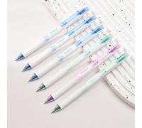 6 stylos à encre gel bleue, pointe fine rétractable, 0,5 mm, avec gomme, pour l'école et le bureau