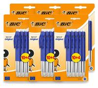 6 stylos bille BIC M10 originaux avec mécanisme à clic - Bleu - Pointe de 1 mm - Pack économique - 6 pièces