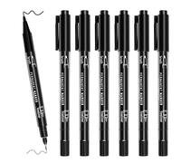 6 Stylos Noir a Pointe Fine Marqueur Noir Indélébile Marqueur Double Pointe | Permanent Feutres Dessin Feutre Noire Professionnel Artist Pen pour Dessiner et Esquisser d'Illustration Signature