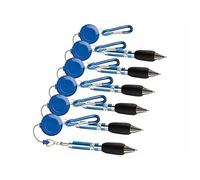 : 6 stylos zip avec câble enrouleur et mousqueton